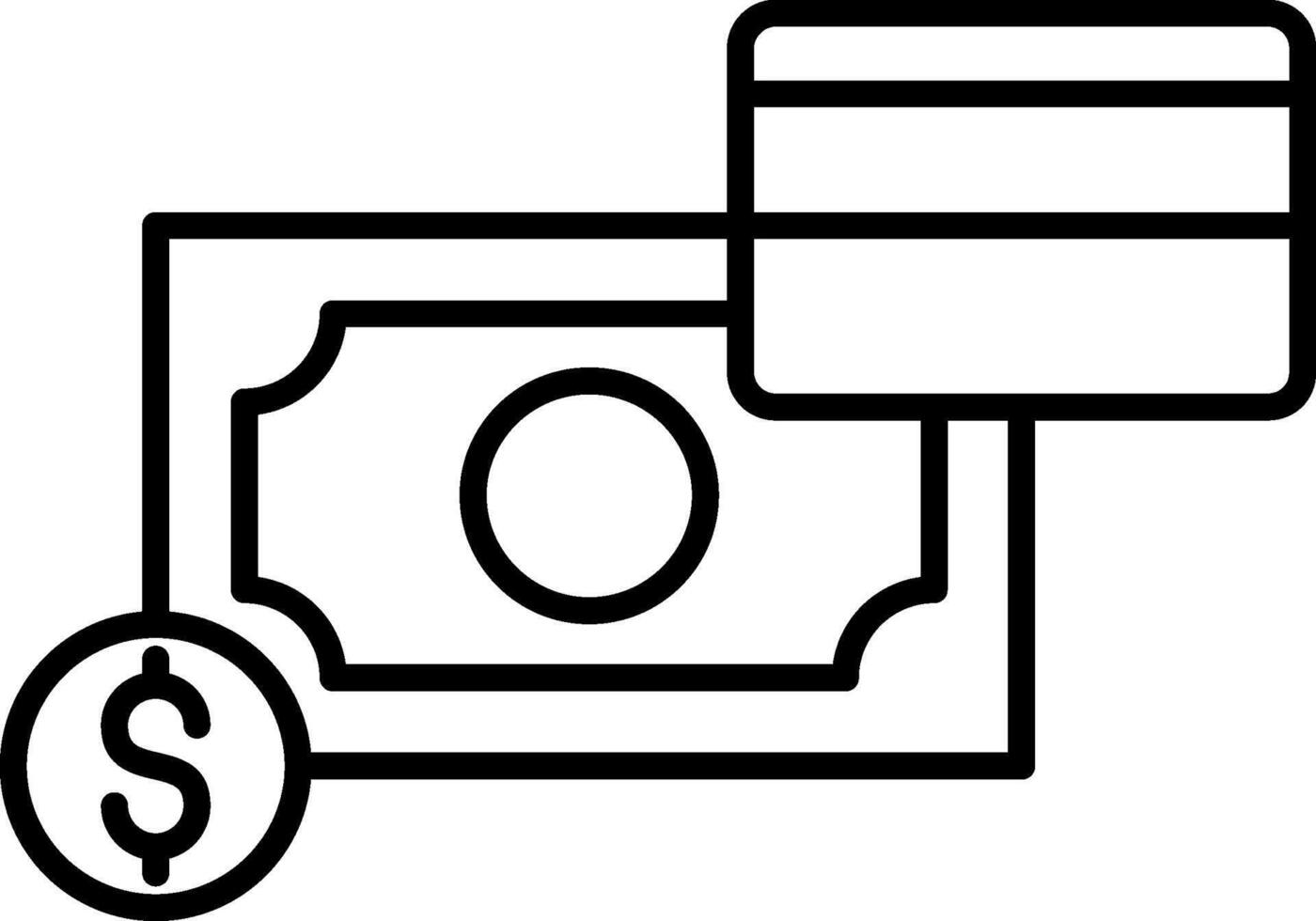 Money Credit Card Coin Icon, Black And White Outline Icon Symbol vector
