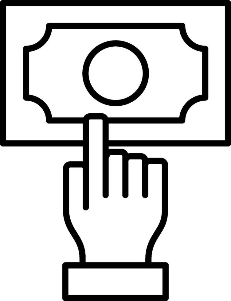 Payment Icon, Hand Touch Money Icon, Black And White Outline Icon Symbol vector
