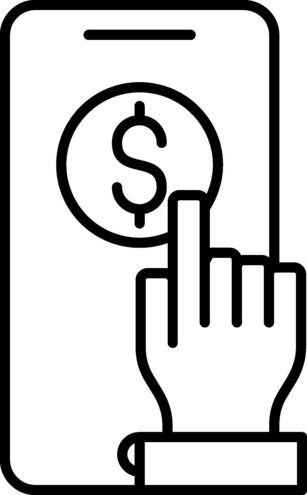 Mobile Payment Icon, Mobile Payment Transaction, Black And White Outline Icon Symbol vector