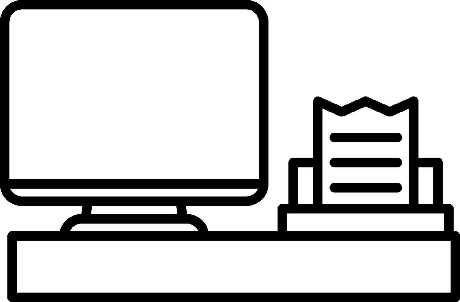 Cash Machine Icon, Cash Register Icon, Black And White Outline Icon Symbol vector