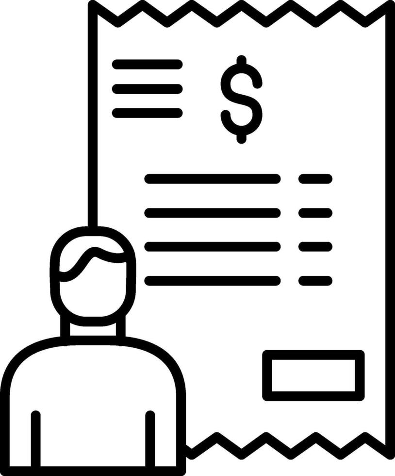 Personal Billing Icon, Invoice, Billing, Payment, Receipt Icon, Black And White Outline Icon Symbol vector