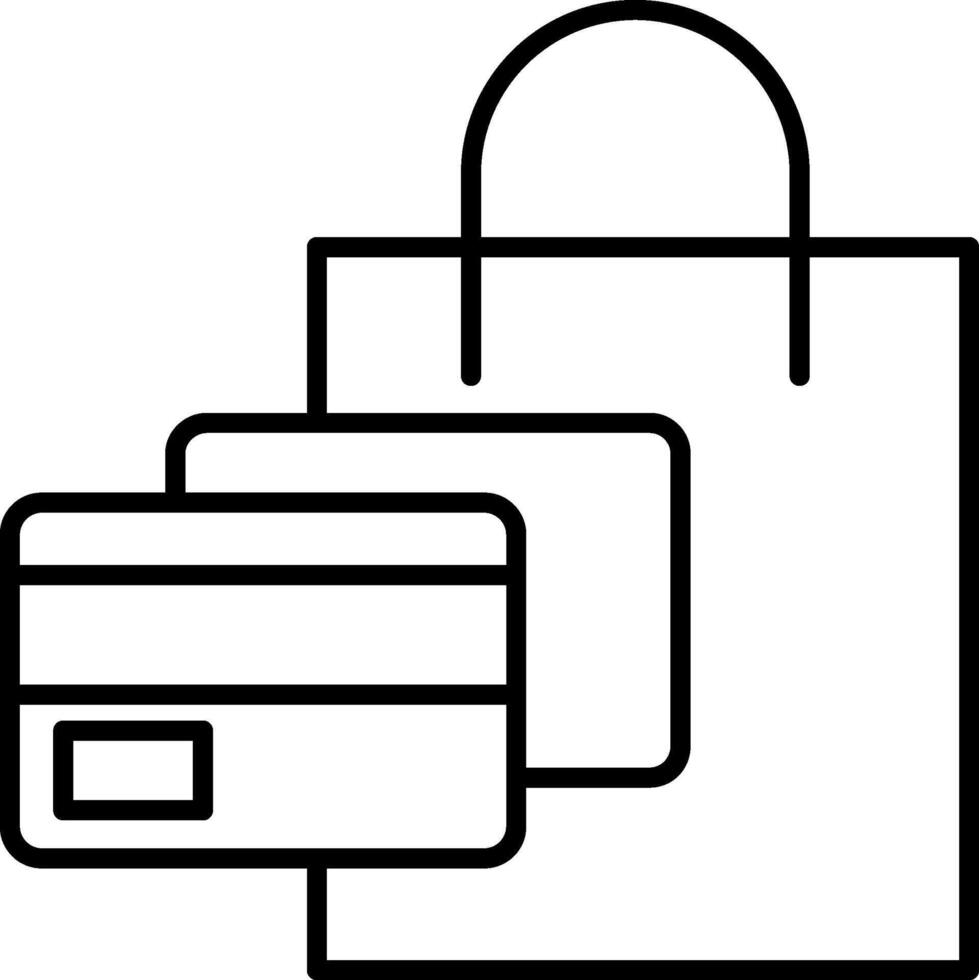 Payment Shopping Bag Icon, Black And White Outline Icon Symbol vector