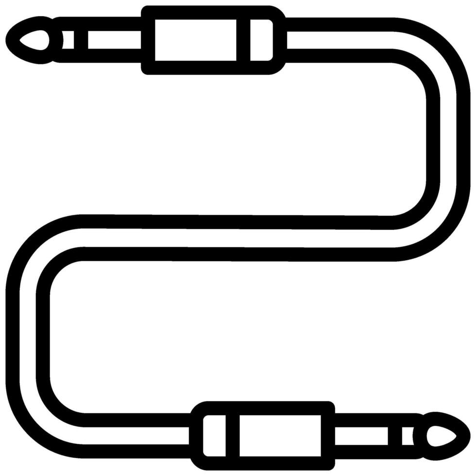 Audio Cable Outline Icon, Black And White Outline Icon Symbol vector