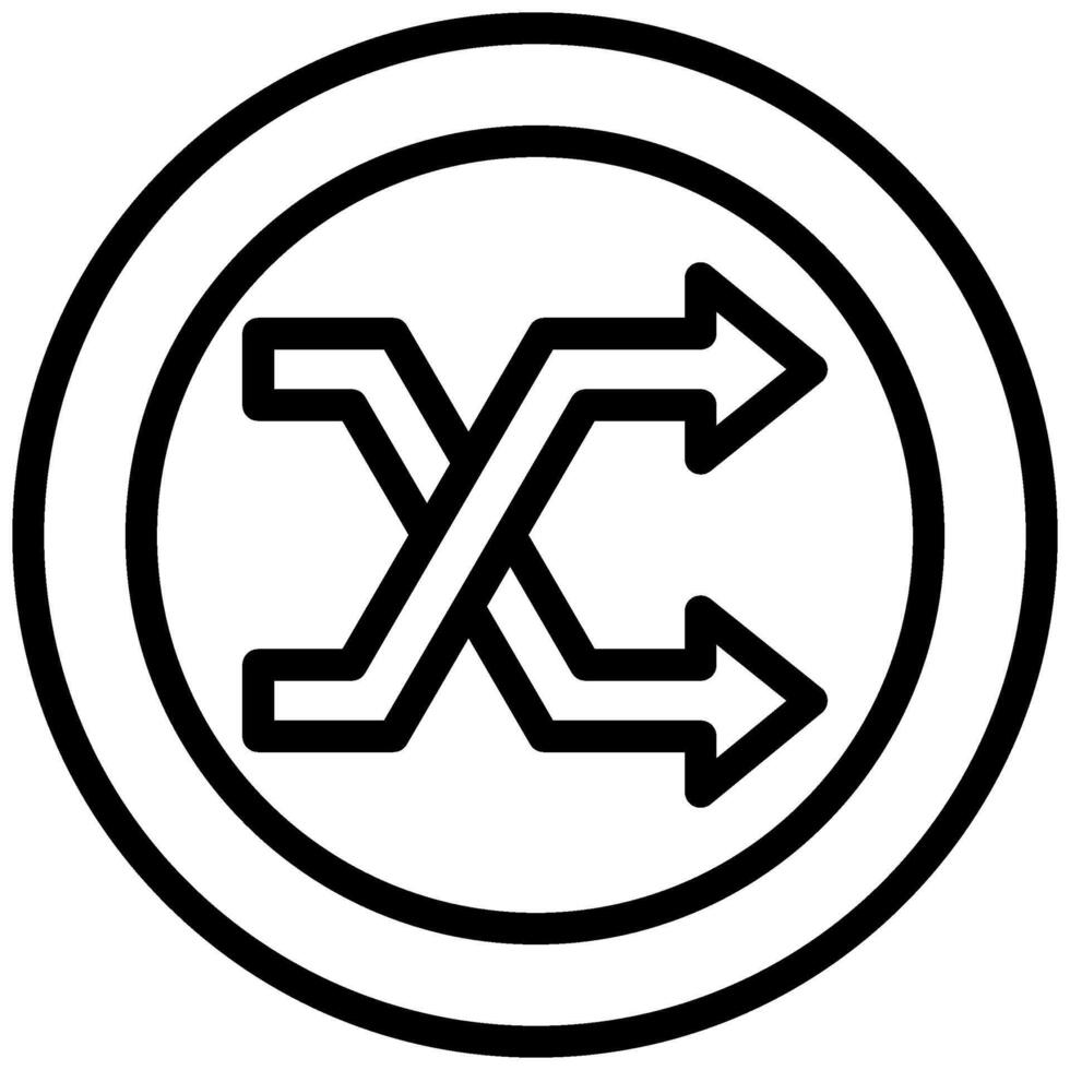 Shuffle Button Outline Icon, Black And White Outline Icon Symbol vector