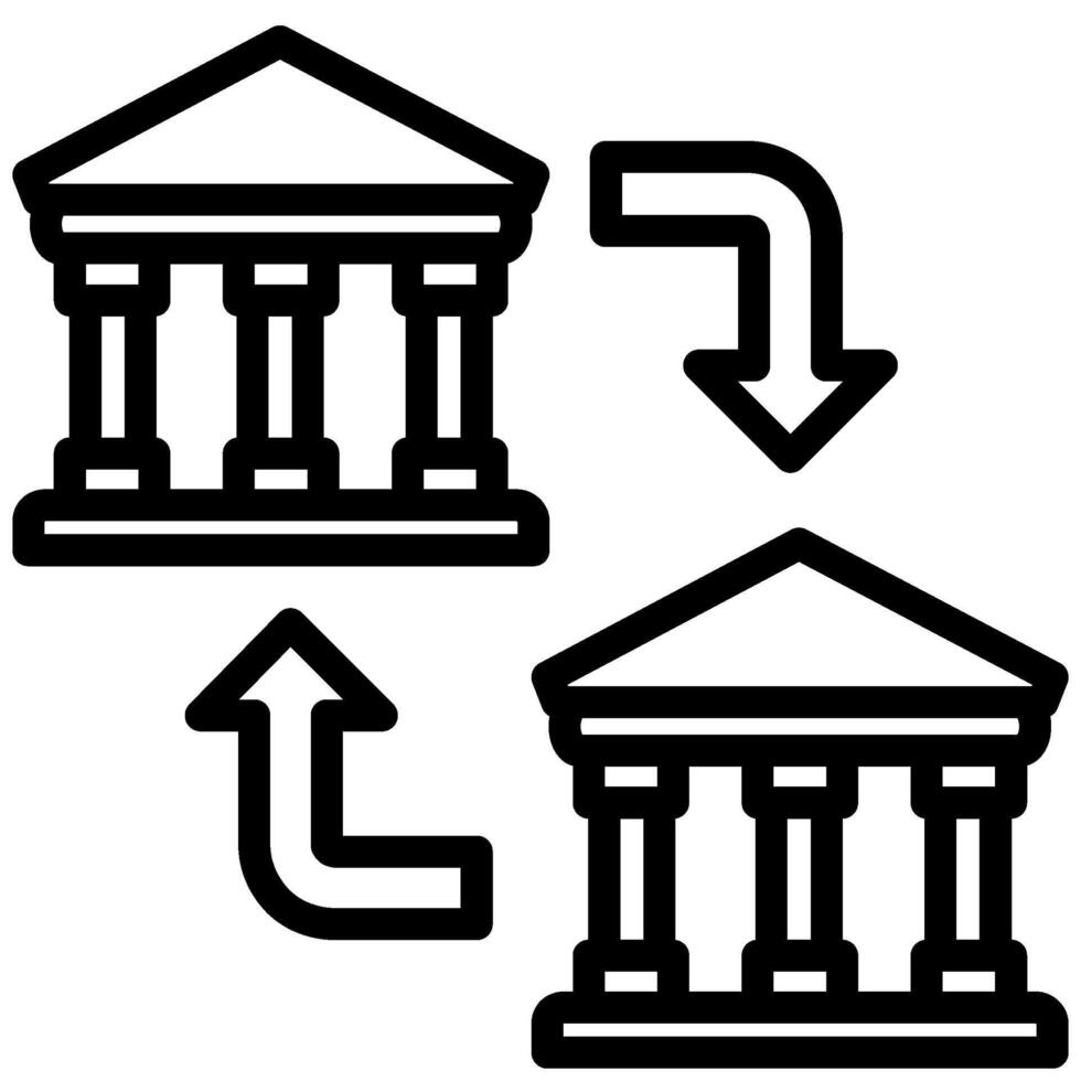 Bank Transfer Outline Icon, Black And White Outline Icon Symbol vector