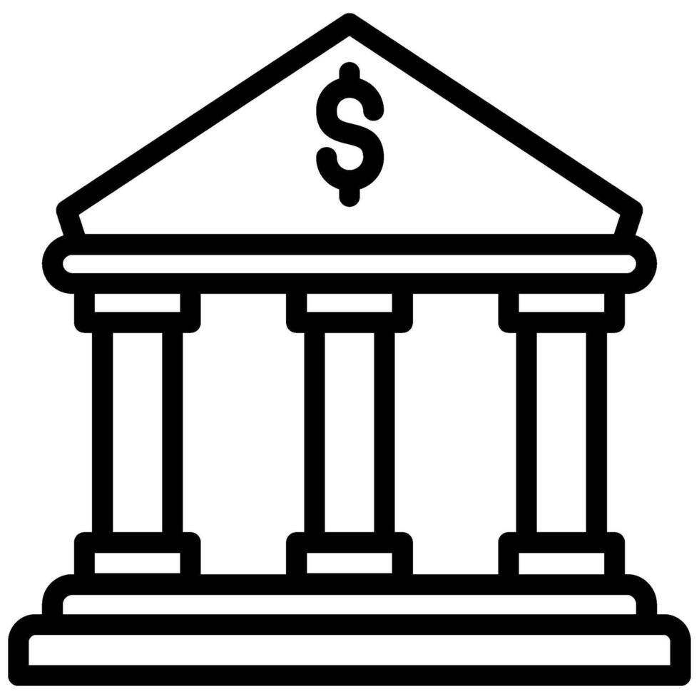 Bank Outline Icon, Black And White Outline Icon Symbol vector