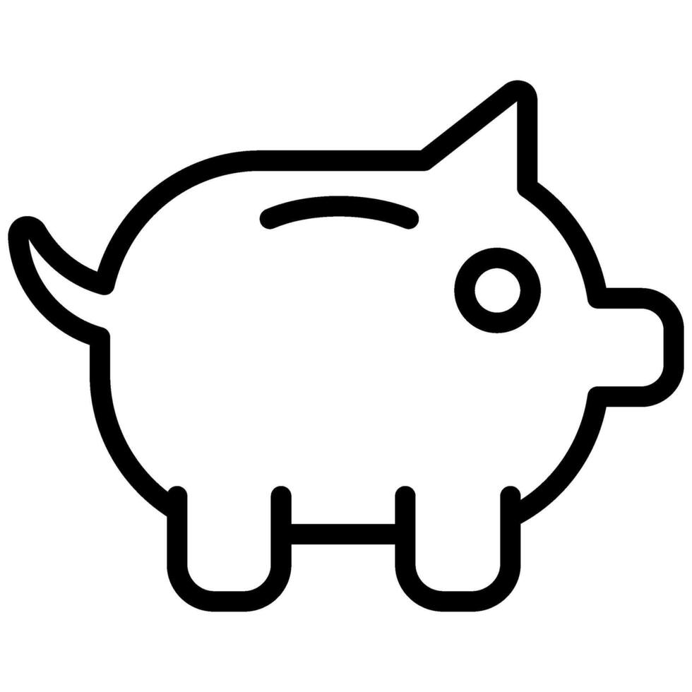 Piggy Bank Outline Icon, Black And White Outline Icon Symbol vector