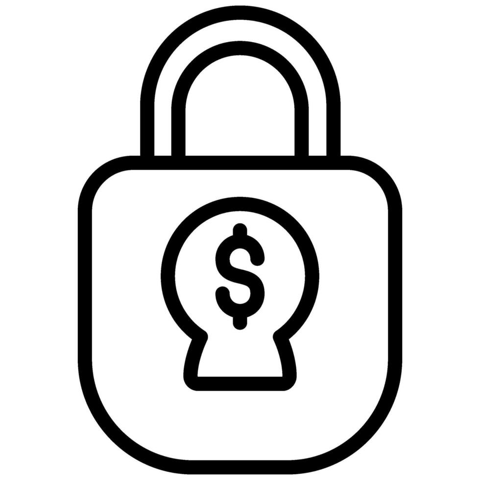 Padlock Outline Icon, Black And White Outline Icon Symbol vector