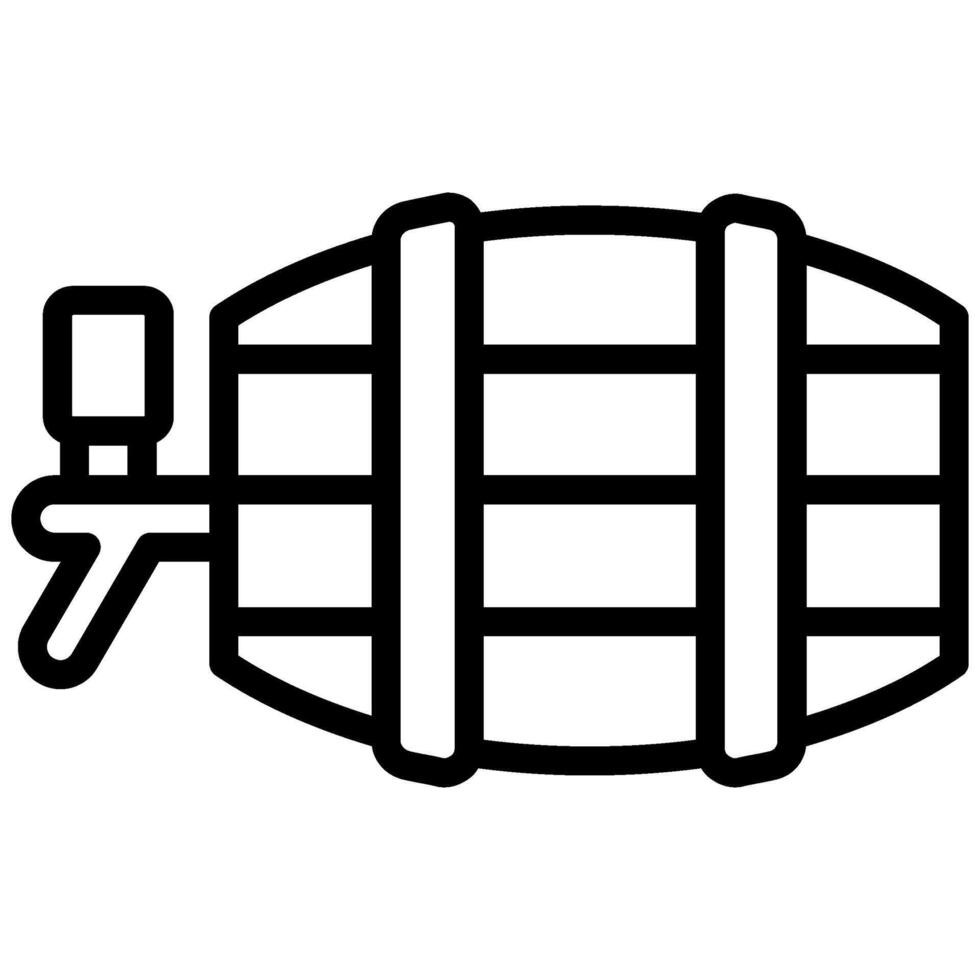 Wine Barrel Outline Icon, Black And White Outline Icon Symbol vector