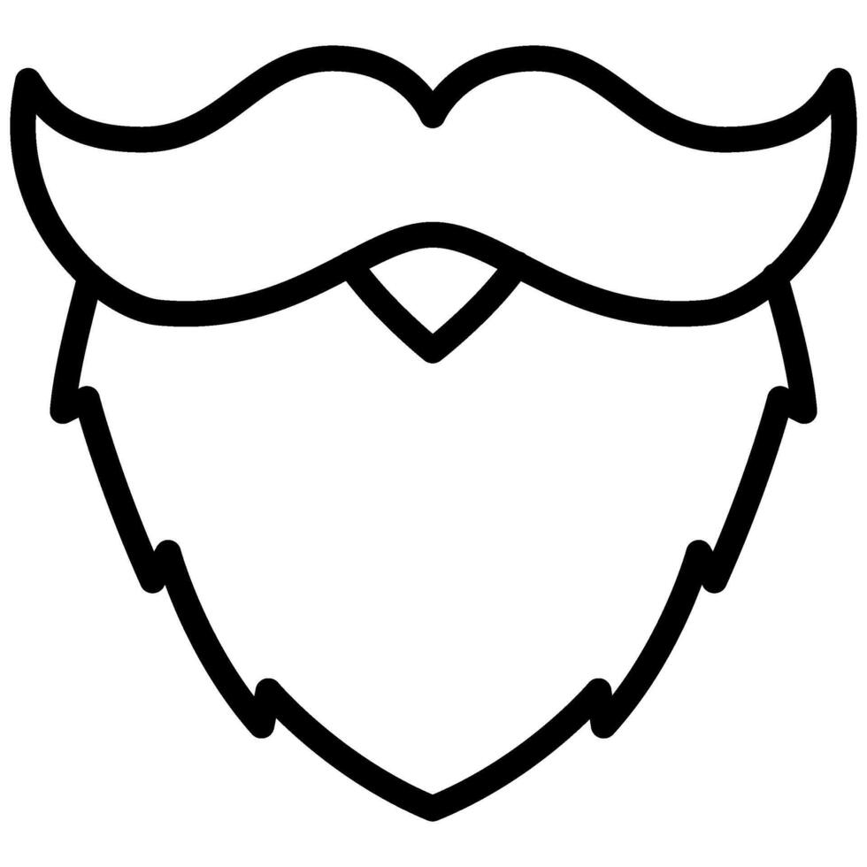Beard Icon, Black And White Outline Icon Symbol vector