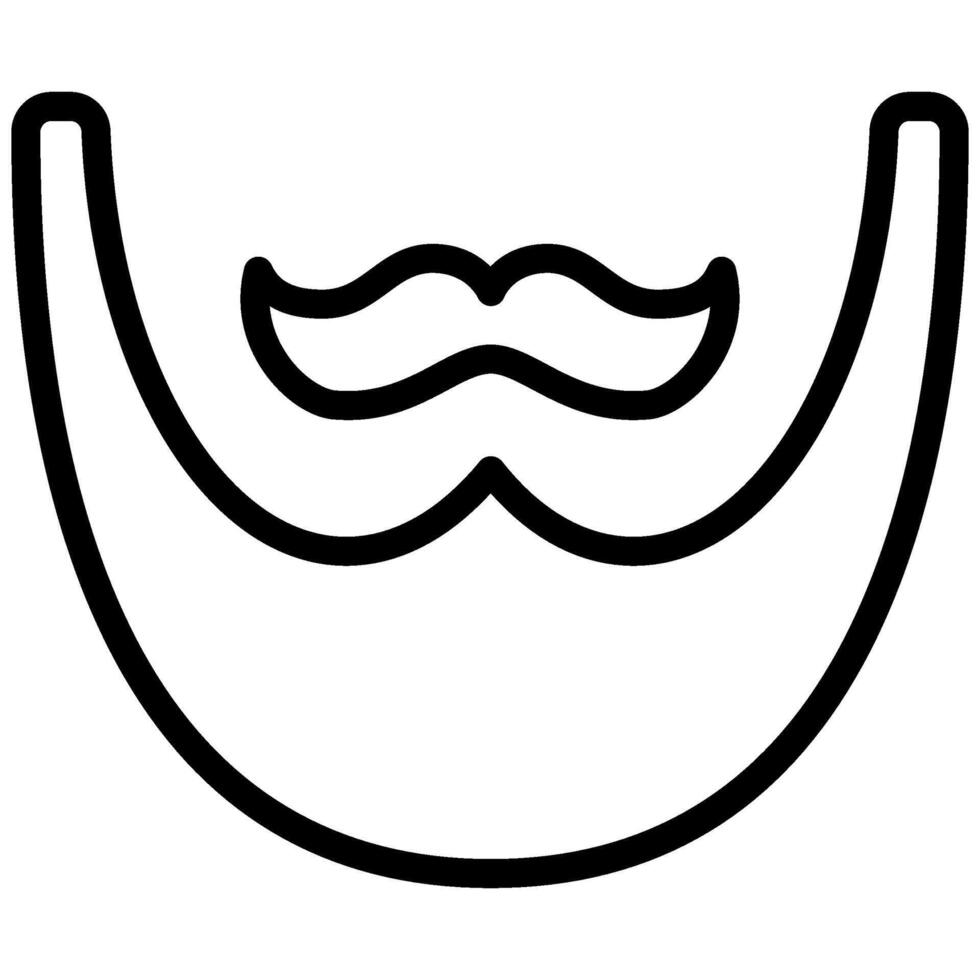 Beard Icon , Black And White Outline Icon Symbol vector