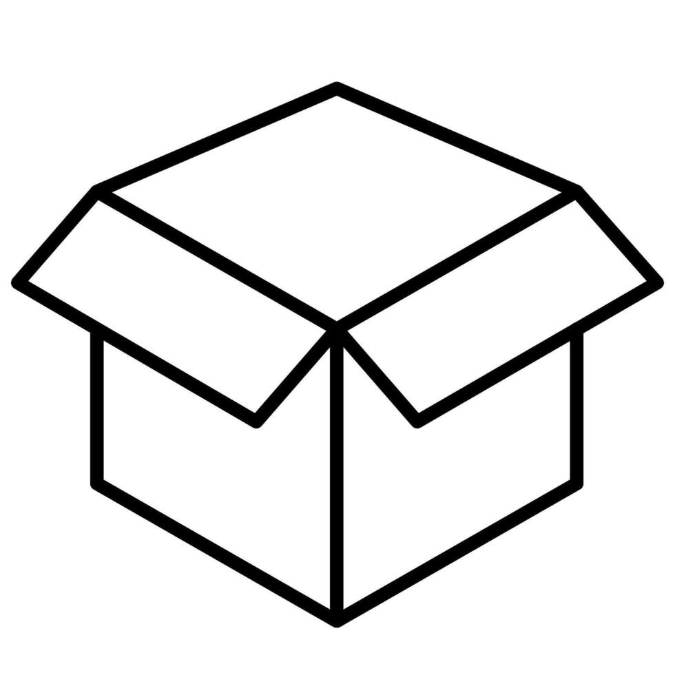 Cardboard Box Icon, Black And White Outline Icon Symbol vector