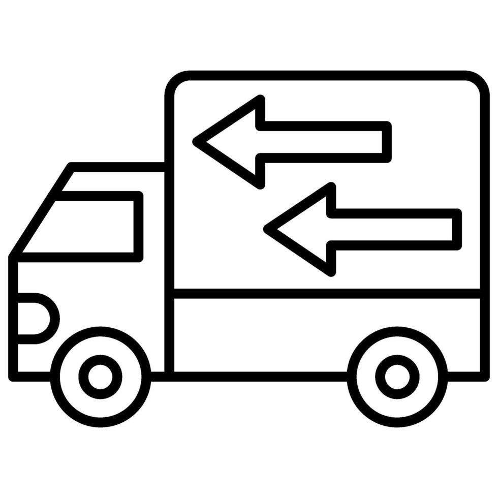 Delivery Truck Icon, Black And White Outline Icon Symbol vector