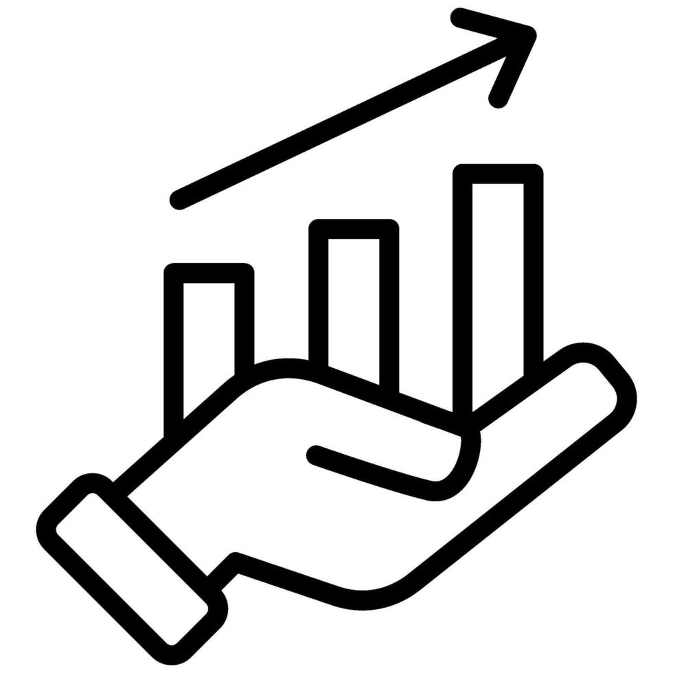 Growth Hand Outline Icon, Revenue Outline Icon, Black And White Outline Icon Symbol vector
