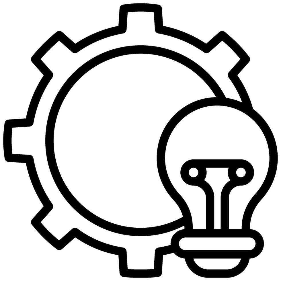 Gear Bulb Outline Icon, Black And White Outline Icon Symbol vector