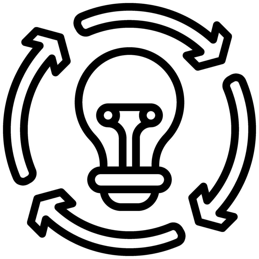 Idea Process Outline Icon, Bulb Outline Icon, Black And White Outline Icon Symbol vector