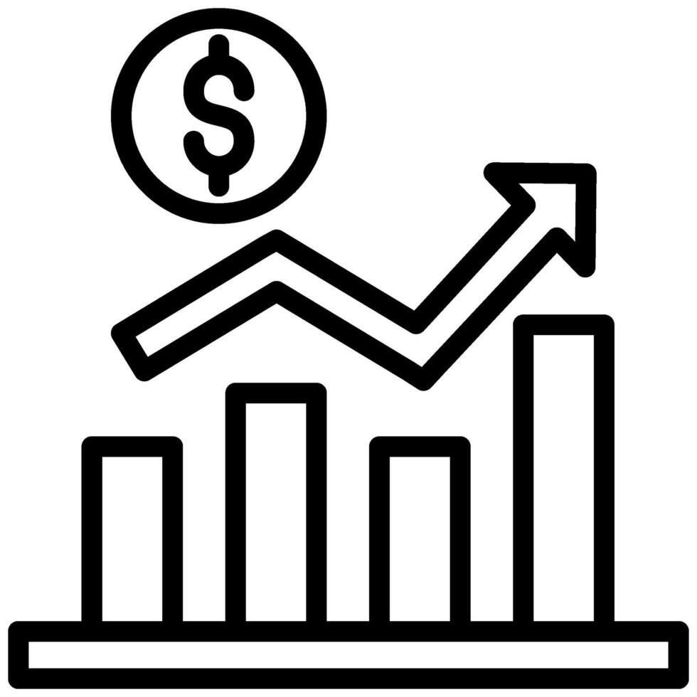 Growth Graph Outline Icon, Increase Sales Icon, Black And White Outline Icon Symbol vector