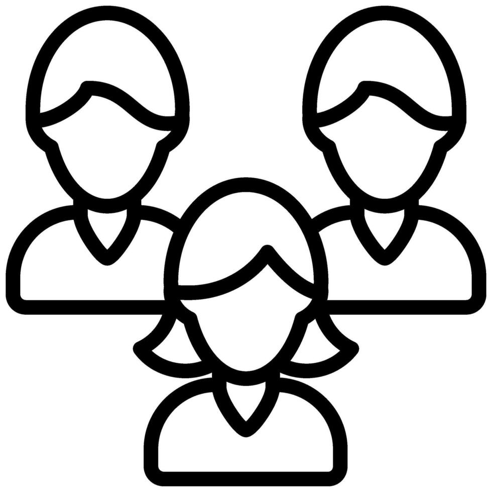 People Outline Icon, Black And White Outline Icon Symbol vector