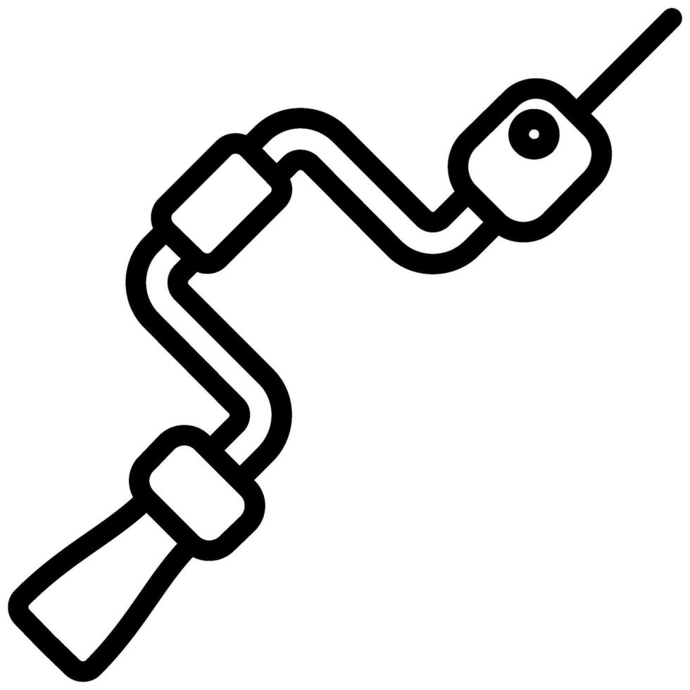 Vintage Hand Drill Outline Icon - Carpentry vector