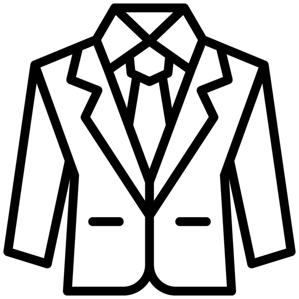 Suit Icon, Black And White Outline Icon vector