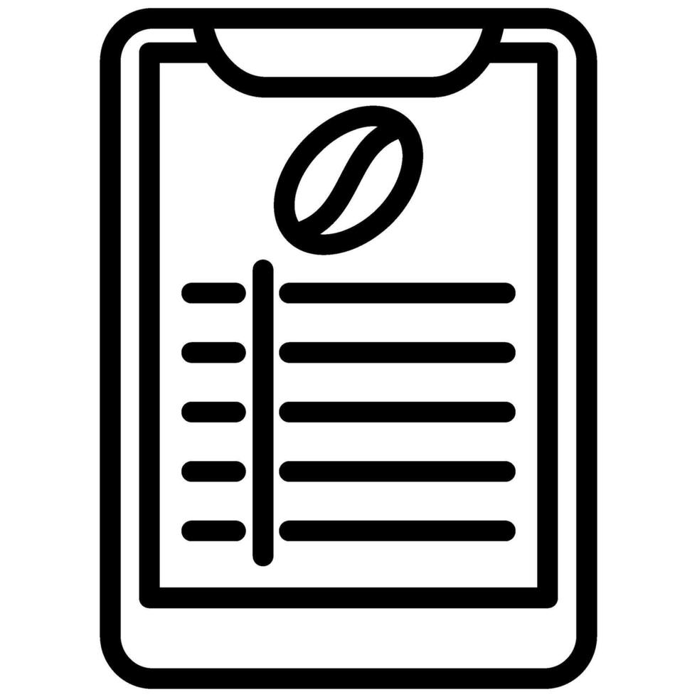 Coffee Menu Icon, Black And White Outline Icon Symbol vector