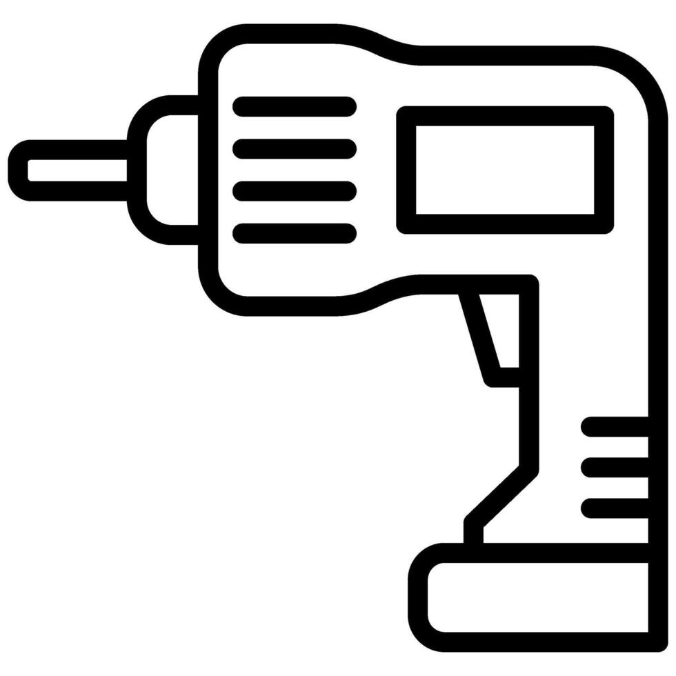 Hand Power Drill Outline Icon, Black And White Outline Icon Symbol vector