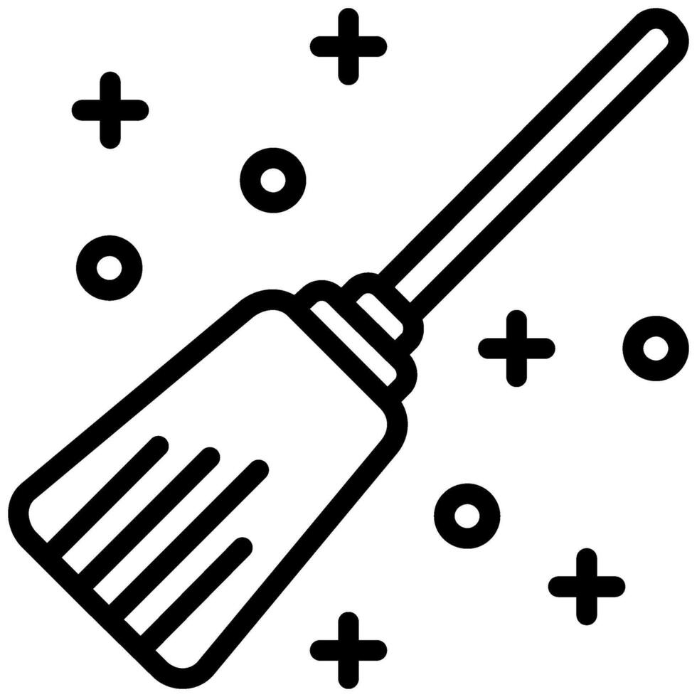 Broomstick Outline Icon, Black And White Outline Icon Symbol vector