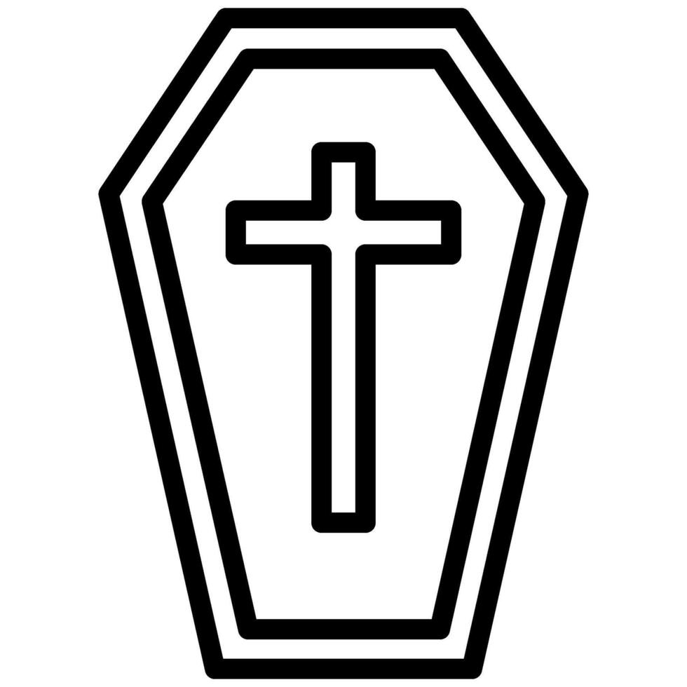 Coffin Outline Icon, Black And White Outline Icon Symbol vector