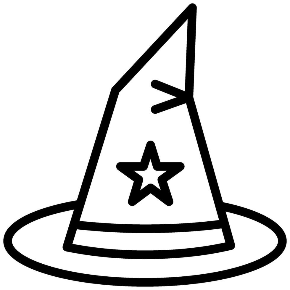 Halloween Witch Hat Outline Icon, Black And White Outline Icon Symbol vector