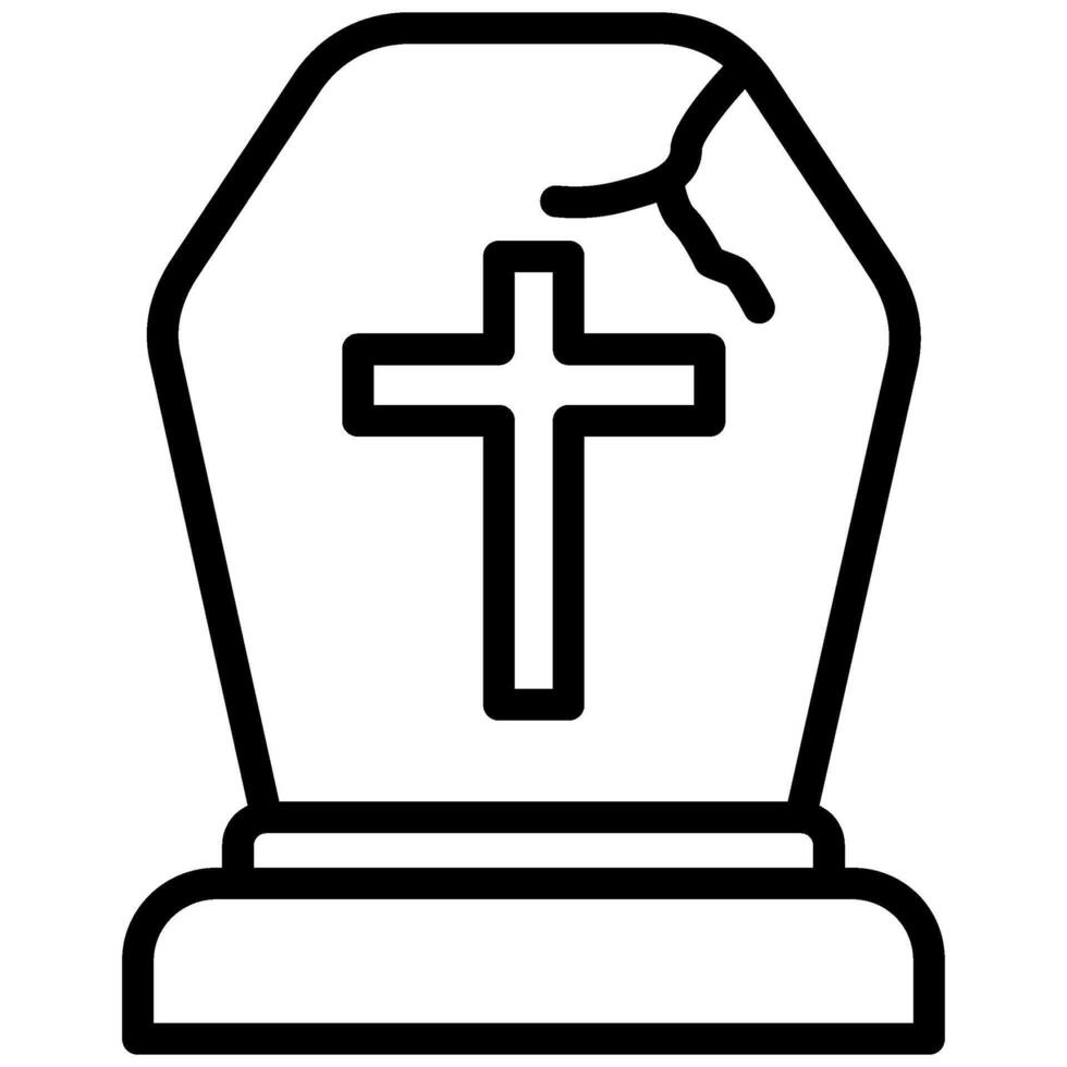 Tombstone Outline Icon, Black And White Outline Icon Symbol vector