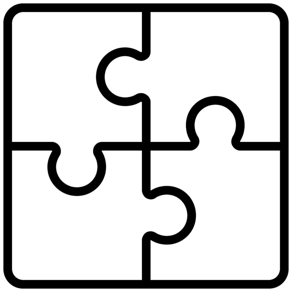 Puzzle Icon, Black And White Outline Icon Symbol vector