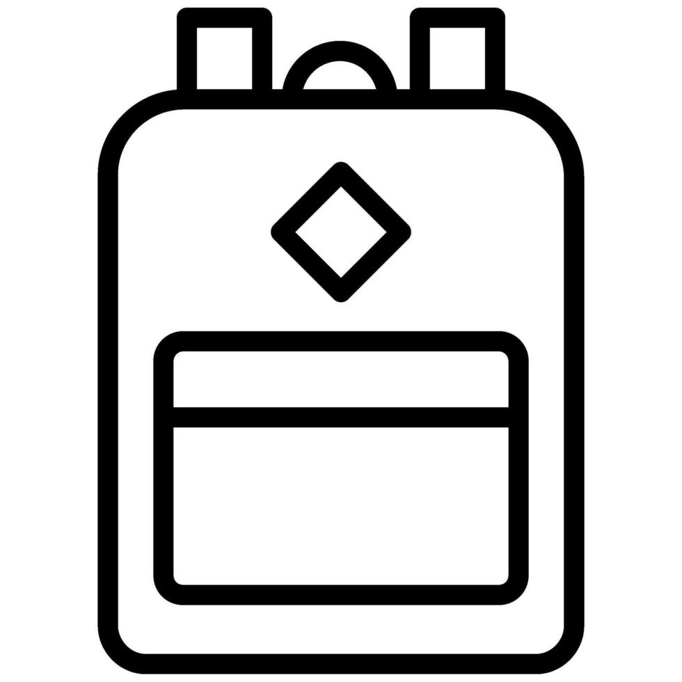 School Bag Icon, Black And White Outline Icon Symbol vector