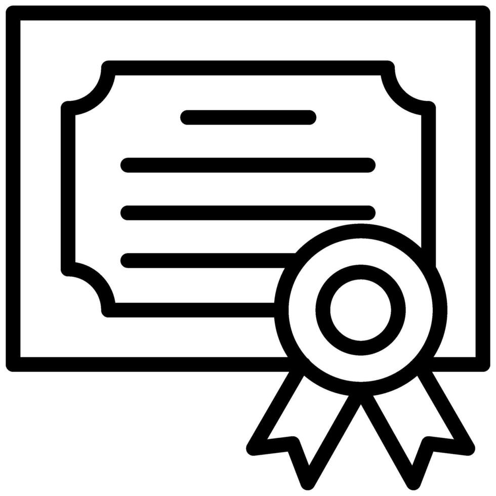 Certificate Icon, Black And White Outline Icon Symbol vector