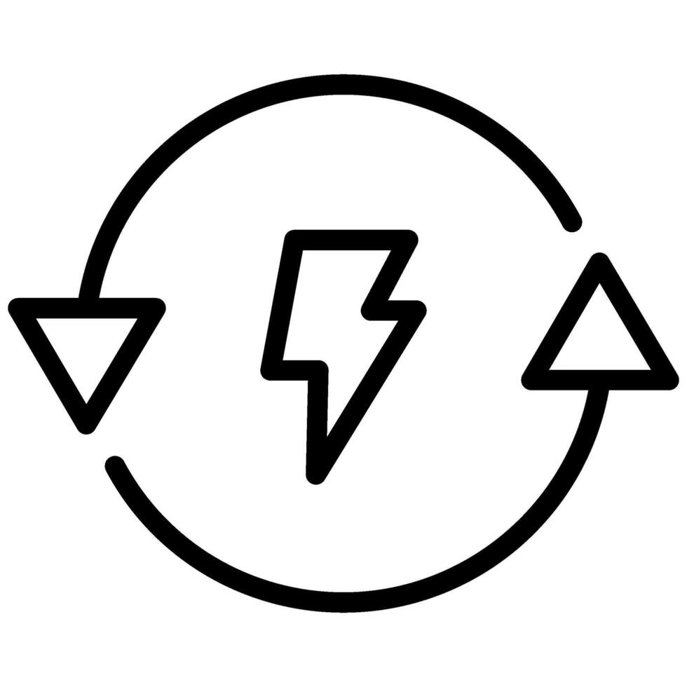 Lightning Bolt Icon, Black And White Outline Icon Symbol vector