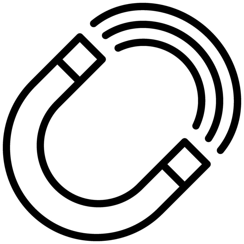 Magnet Icon, Black And White Outline Icon vector