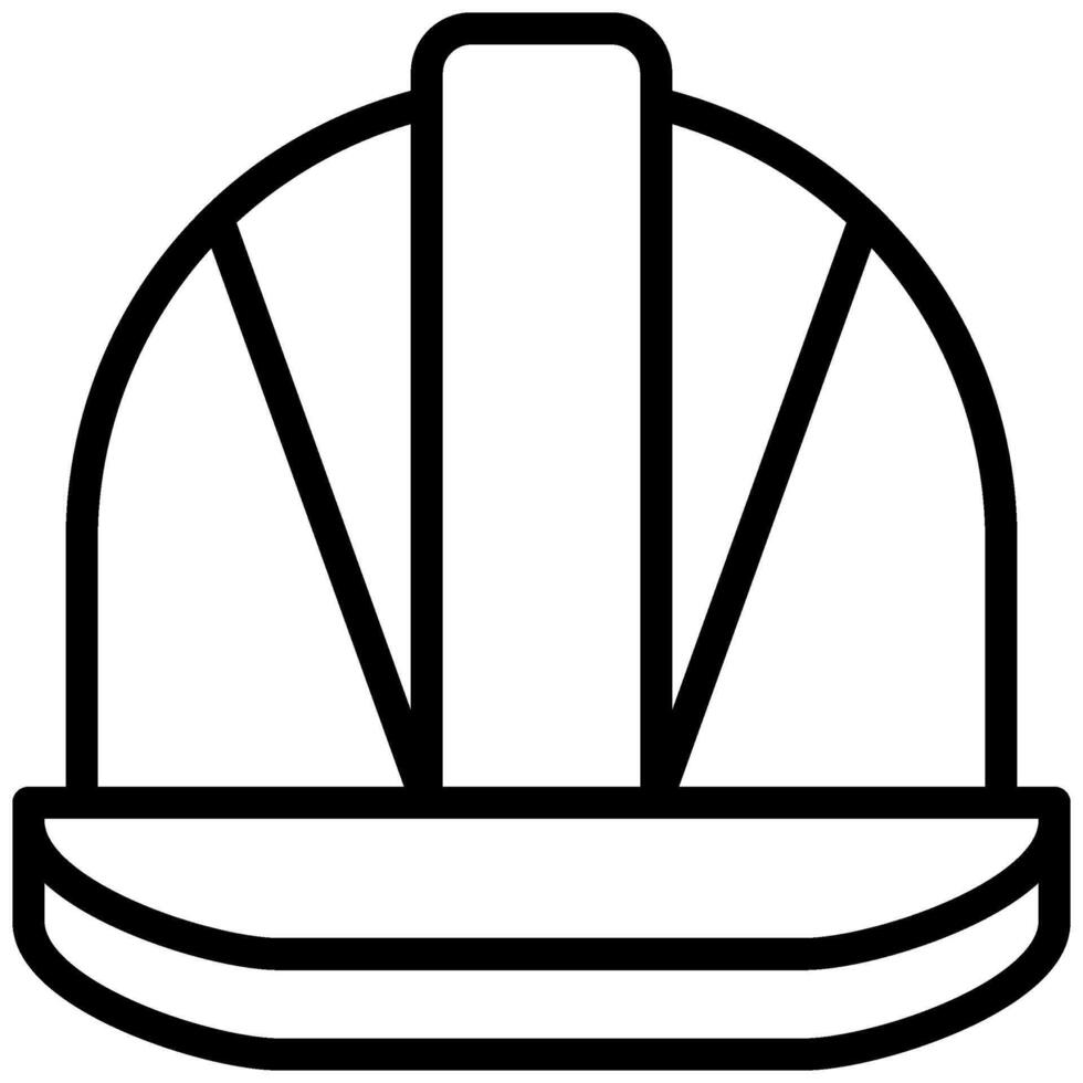 Safety Helmet Icon, Black And White Outline Icon vector