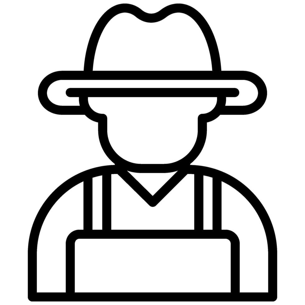 Farmer Icon, Black And White Outline Icon Symbol vector