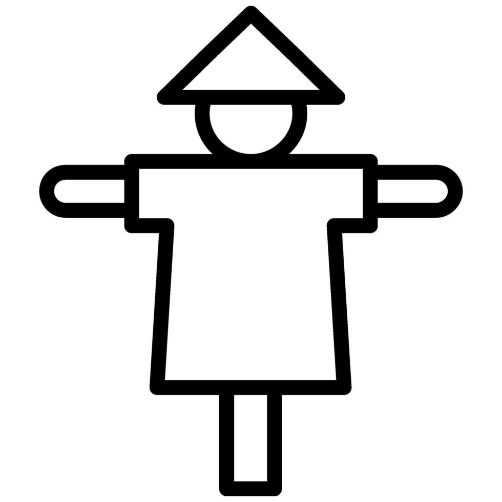 Scarecrow Icon, Black And White Outline Icon Symbol vector