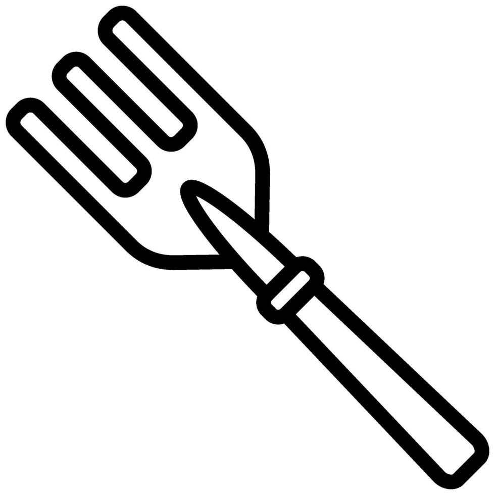 Rake Icon, Black And White Outline Icon Symbol vector