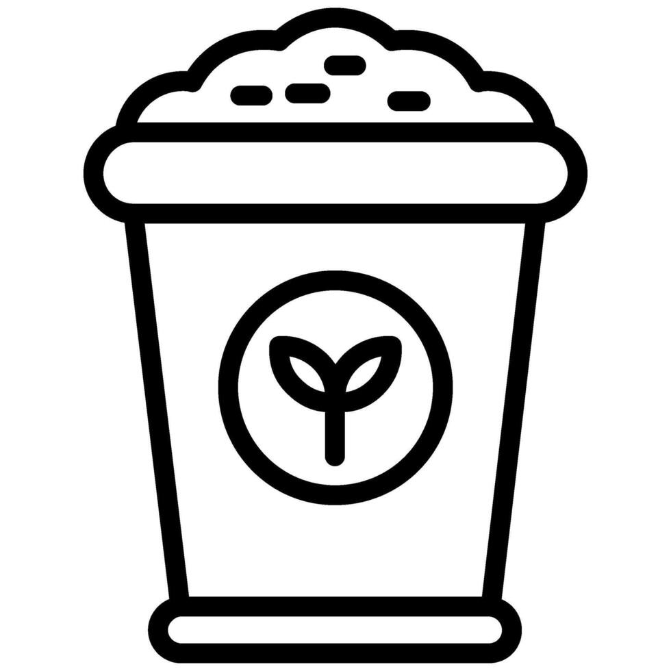 Fertilizer Pot Icon, Black And White Outline Icon Symbol vector