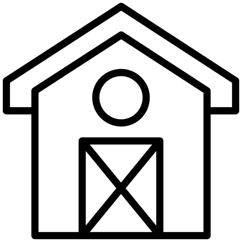 Barn Icon, Black And White Outline Icon Symbol vector