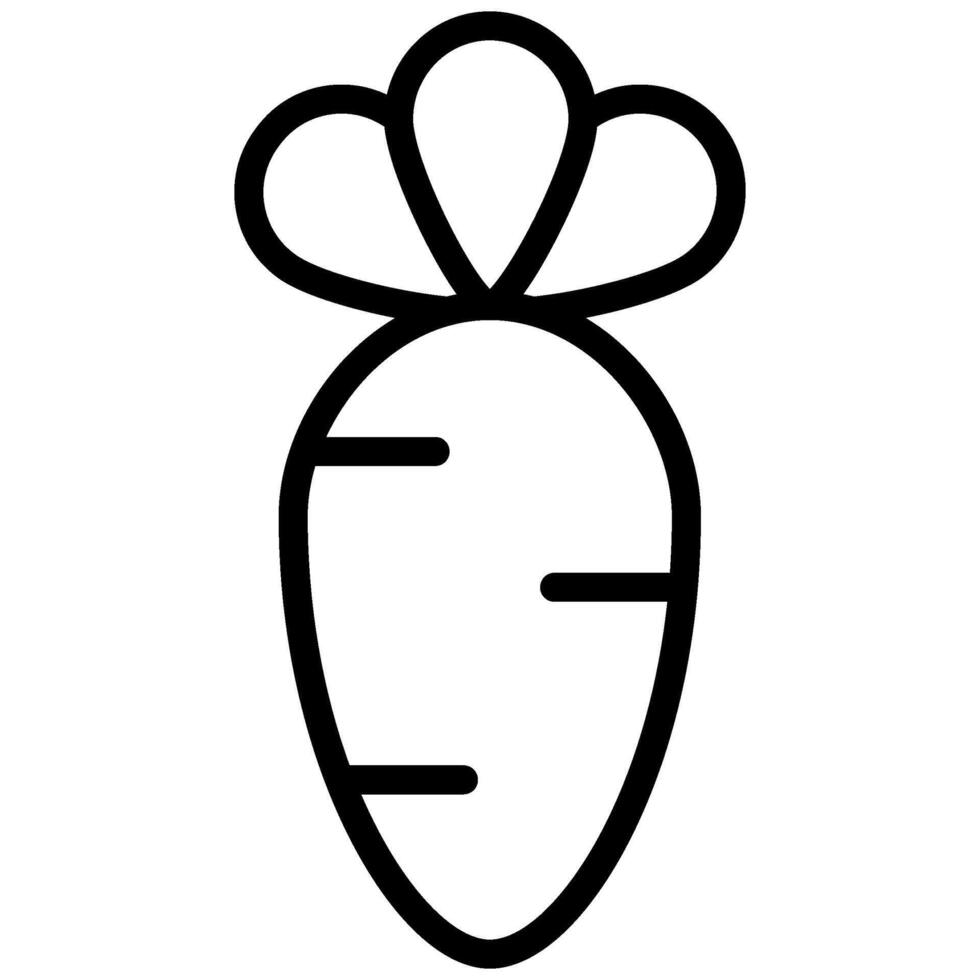 Radish Icon , Black And White Outline Icon Symbol vector