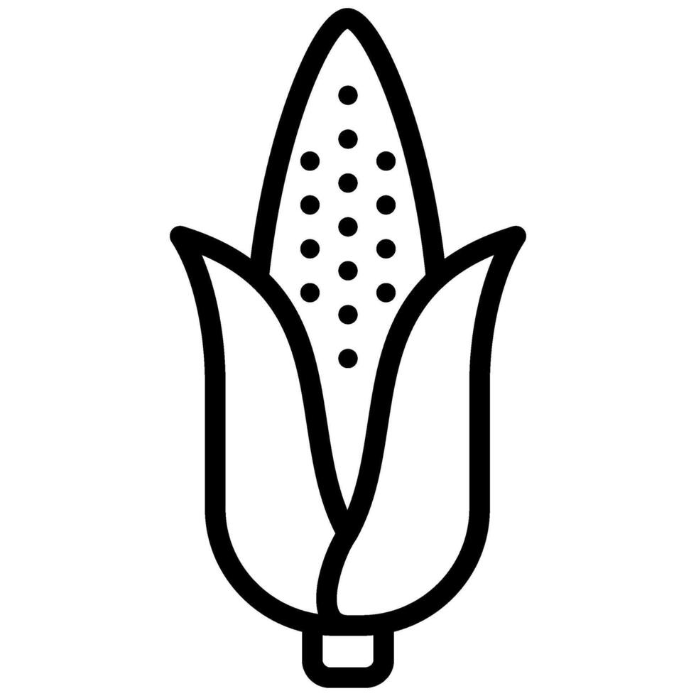 Corn Icon, Black And White Outline Icon Symbol vector