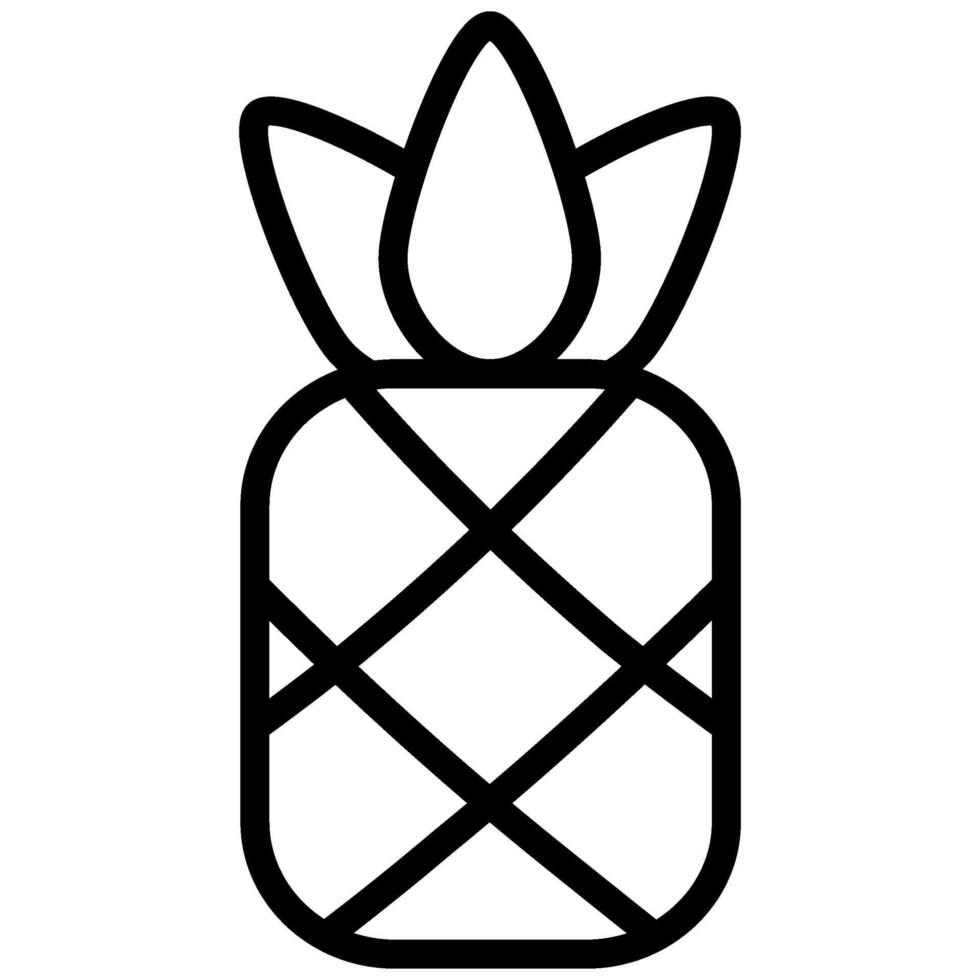 Pineapple Icon, Black And White Outline Icon Symbol vector