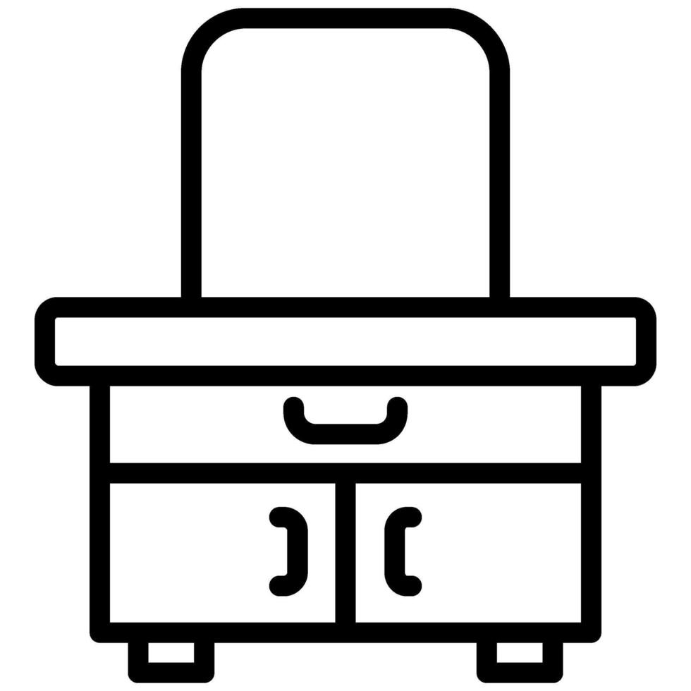 Dressing Table Black And White Outline Icon Symbol vector