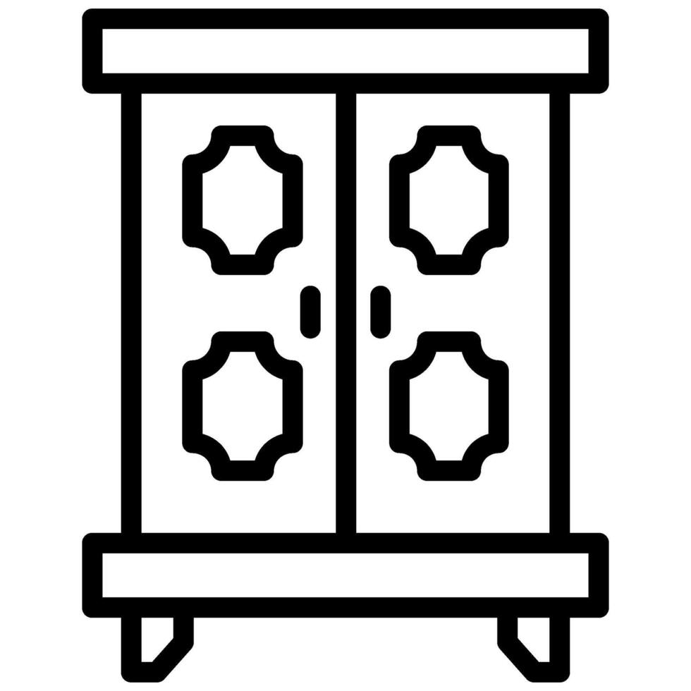 Cupboard design Icon, Black And White Outline Icon Symbol vector