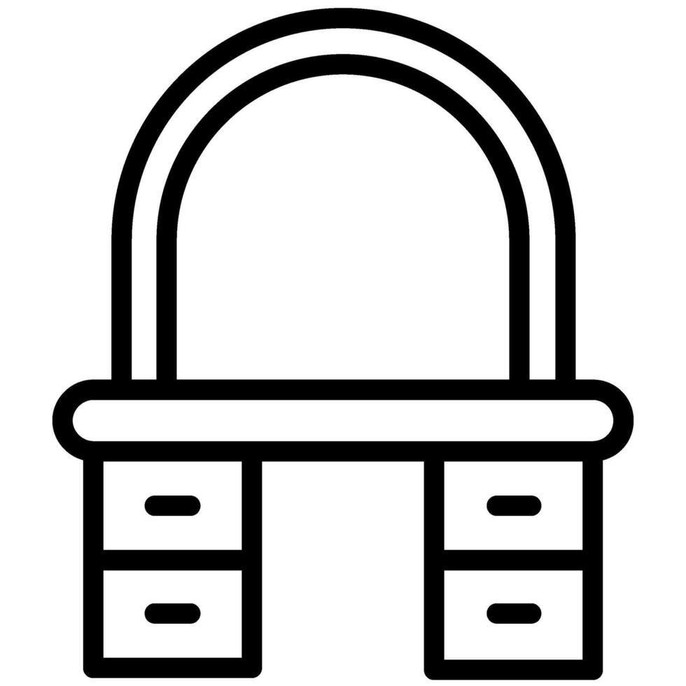 Dressing Table Icon Design, Black And White Outline Icon Symbol vector