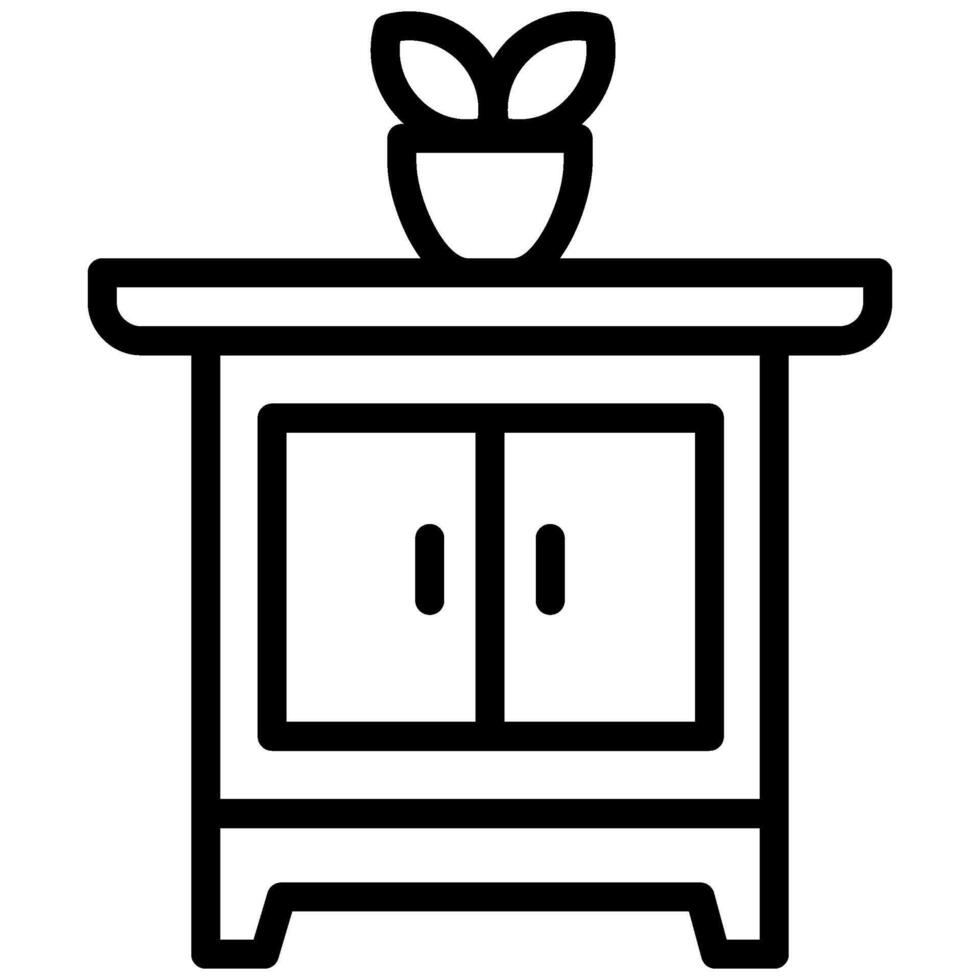 Drawer Outline design Icon, Black And White Outline Icon Symbol vector