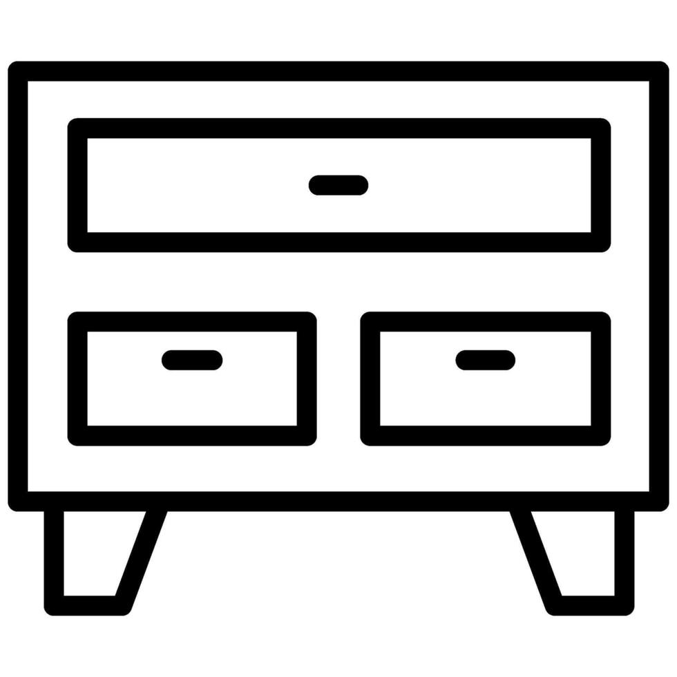 Drawer Icon, Black And White Outline Icon Symbol vector