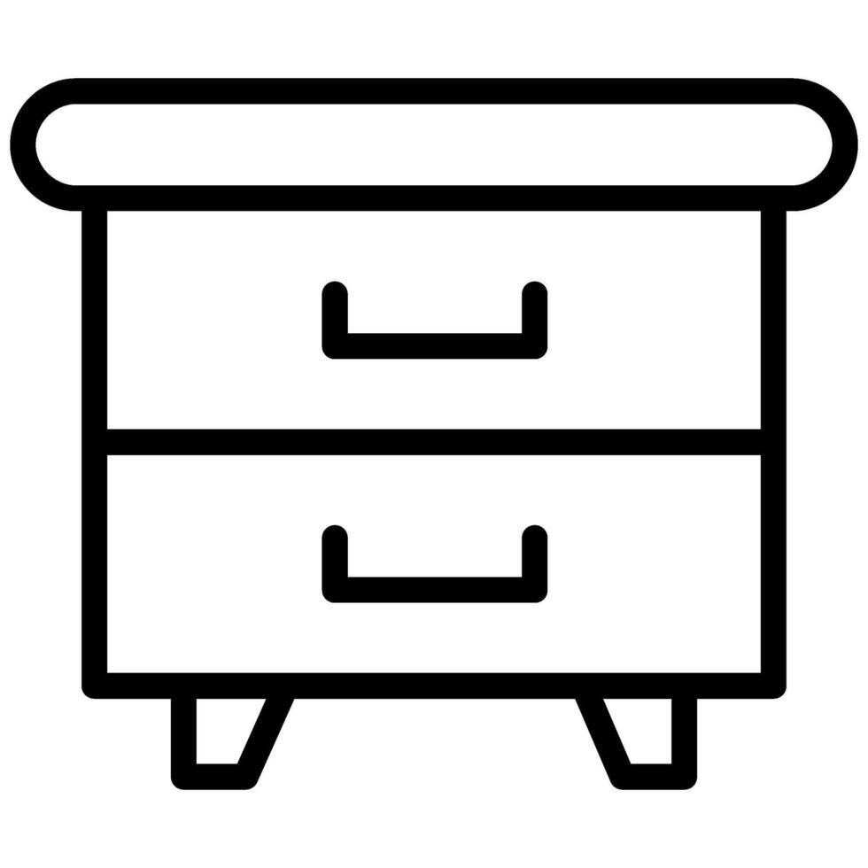 Drawer design Icon, Black And White Outline Icon Symbol vector